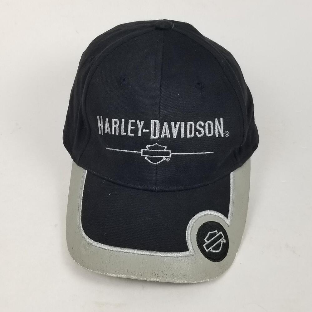 Harley-Davidson‎ Hat Cap Strap Back Black Embroidered Motorcycle Bar Shield Mens